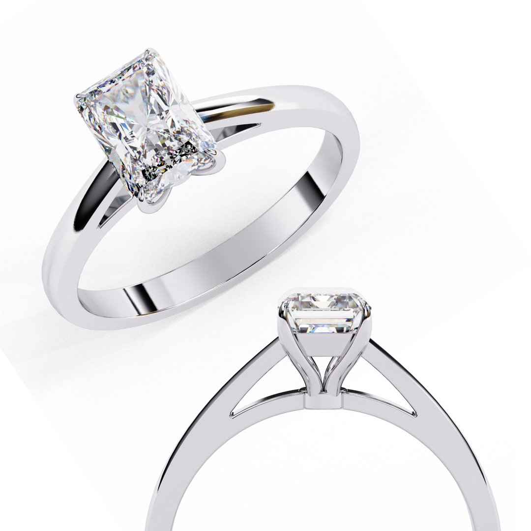 Radiant Cut Moissanite Engagement Ring | Classic Solitaire Ethical Bridal Ring