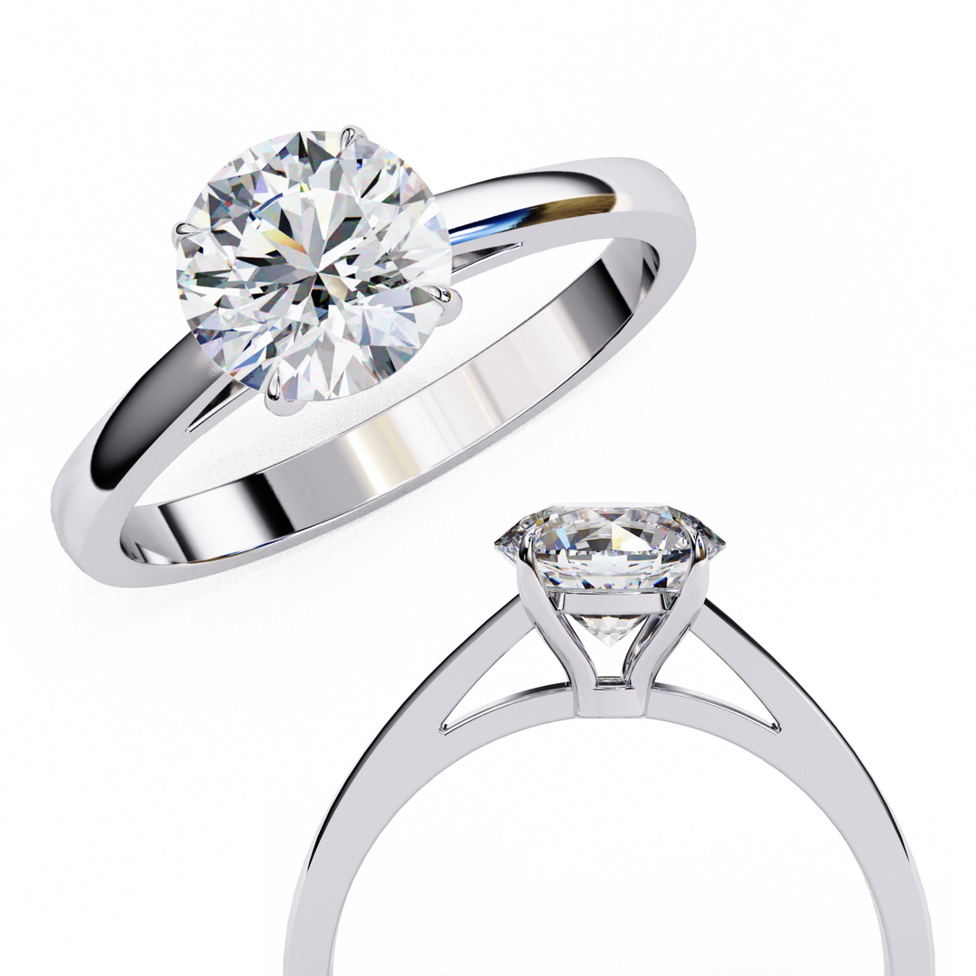 Round Cut Moissanite Solitaire Engagement Ring | Classic Sparkling Bridal Jewelry | 18K Gold & Platinum