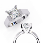 Load image into Gallery viewer, Princess Cut Moissanite Solitaire Engagement Ring | Classic 4-Prong Setting | 18K Gold &amp; Platinum (Copy)
