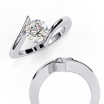 Load image into Gallery viewer, Bypass Round Cut Moissanite Engagement Ring | Modern Solitaire Twist Design | 18K Gold or Platinum
