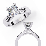 Load image into Gallery viewer, Round Cut Moissanite Engagement Ring | Classic Solitaire | Ethical &amp; Sustainable Bridal Jewelry

