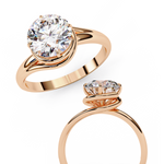 Load image into Gallery viewer, Round Cut Moissanite Engagement Ring | Twisted Rose Gold Solitaire | Ethical &amp; Sustainable Bridal Ring
