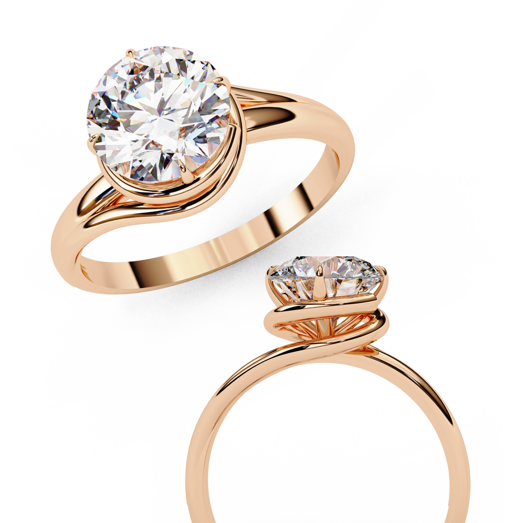 Round Cut Moissanite Engagement Ring | Twisted Rose Gold Solitaire | Ethical & Sustainable Bridal Ring