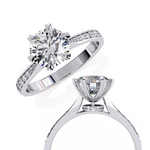 Load image into Gallery viewer, Round Cut Lab Grown Diamond Solitaire Engagement Ring | Classic 6-Prong Bridal Ring | 18K Gold &amp; Platinum
