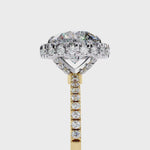 Load and play video in Gallery viewer, Round Cut Lab Grown Diamond Engagement Ring With Pave Halo
