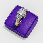 Load and play video in Gallery viewer, Emerald Cut Moissanite Engagement Three Stone Ring
