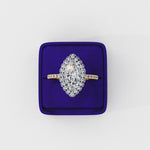 Load and play video in Gallery viewer, Marquise Cut Moissanite Engagement Ring With Pave Halo
