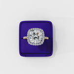 Load and play video in Gallery viewer, Cushion Cut Lab Grown Diamond Engagement Ring With Double Halo
