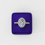 Load and play video in Gallery viewer, Oval Cut Moissanite Engagement Ring With Pave Halo
