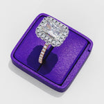 Load and play video in Gallery viewer, Radiant Cut Moissanite Engagement Ring with Pave Halo
