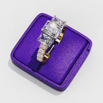 Load and play video in Gallery viewer, Radiant Cut Moissanite Engagement Three Stone Ring
