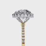 Load and play video in Gallery viewer, Round Cut Lab Grown Diamond Engagement Ring With Pave Halo
