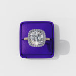 Load and play video in Gallery viewer, Cushion Cut Lab Grown Diamond Engagement Ring With Double Halo
