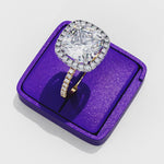 Load and play video in Gallery viewer, Cushion Cut Lab Grown Diamond Engagement Ring With Double Halo

