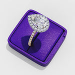 Load and play video in Gallery viewer, Pear Cut Lab Grown Diamond Engagement Ring With Double Halo
