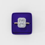 Load and play video in Gallery viewer, Radiant Cut Moissanite Engagement Ring with Pave Halo
