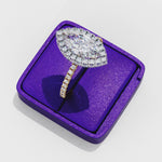 Load and play video in Gallery viewer, Marquise Cut Lab Grown Diamond Engagement Ring With Pave Halo
