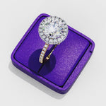 Load and play video in Gallery viewer, Round Cut Lab Grown Diamond Engagement Ring With Pave Halo

