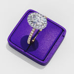 Load and play video in Gallery viewer, Oval Cut Moissanite Engagement Ring With Pave Halo
