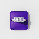 Load and play video in Gallery viewer, Emerald Cut Moissanite Engagement Three Stone Ring
