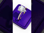 Load and play video in Gallery viewer, Pear Cut Lab Grown Diamond Engagement Ring, Hidden Halo Diamond Ring, 18K Yellow Gold Pavé Band, Teardrop Solitaire Ring, Luxury Bridal Ring