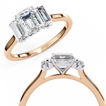 Load image into Gallery viewer, Emerald Cut Lab Grown Diamond Engagement Ring | Baguette Side Stones
