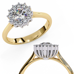 Load image into Gallery viewer, Round Cut Moissanite Engagement Ring With Starburst Halo
