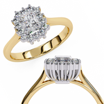 Load image into Gallery viewer, Radiant Cut Moissanite Engagement Ring with Starburst Halo
