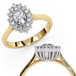 Load image into Gallery viewer, Marquise Cut Moissanite Engagement Ring with Starburst Halo
